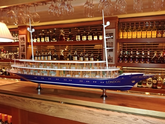 Model of the ship-restaurant (yacht-restaurant) in the interior