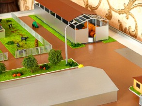 Lamps on the farm layout are made according to the drawings of the manufacturer