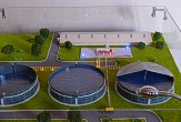Maquette of sewage treatment pig farm plant to exhibition