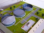 Maquette of sewage treatment pig farm plant to exhibition
