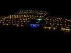 Макет коттеджного поселка ночью. Высокореалистичная подсветка. Светящиеся фонари в масштабе 1:650