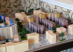 A scale model of the area of the city