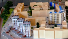 A scale model of the area of the city