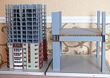 A scale model of the building structure