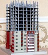 A scale model of the building structure